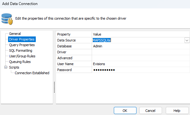 Configuring the ODBC Driver properties.